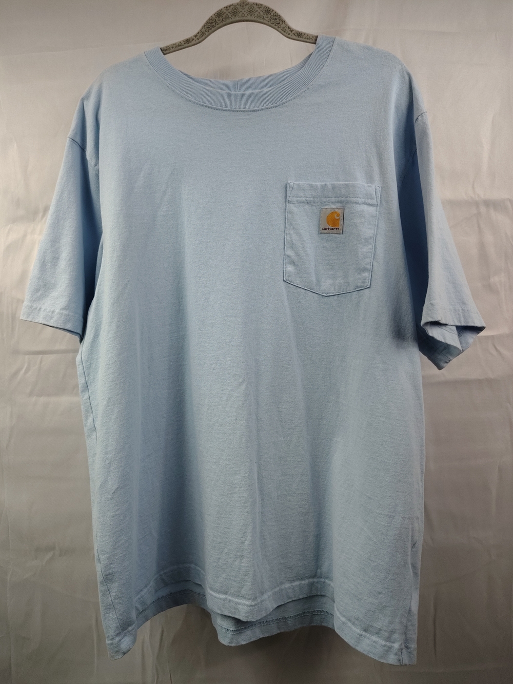 Carhartt Men's Light Blue Relaxed Fit Short Sleeve T-Shirt with Pocket Size XL